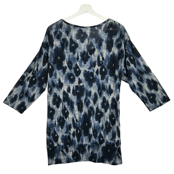 Fashion Bug Blouse Women Medium Sheer Tunic Top Blue Scoop Neck Lightweight - Picture 6 of 15